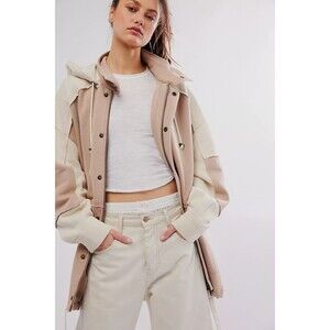 Free People Cardigan Radio Hoodie Top Jacket Zip-Up Oversized M NWD 282898